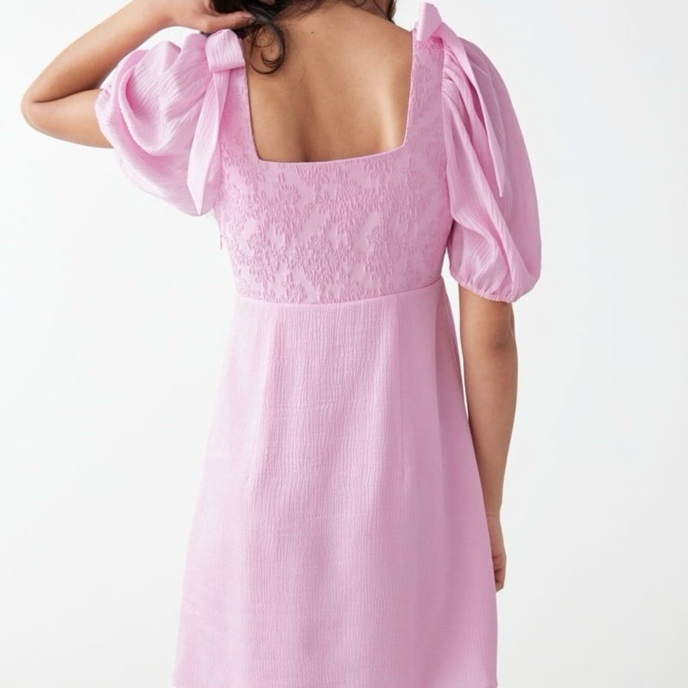 & Other Stories Babydoll Puffsleeve Dress with Bow Detail Size S